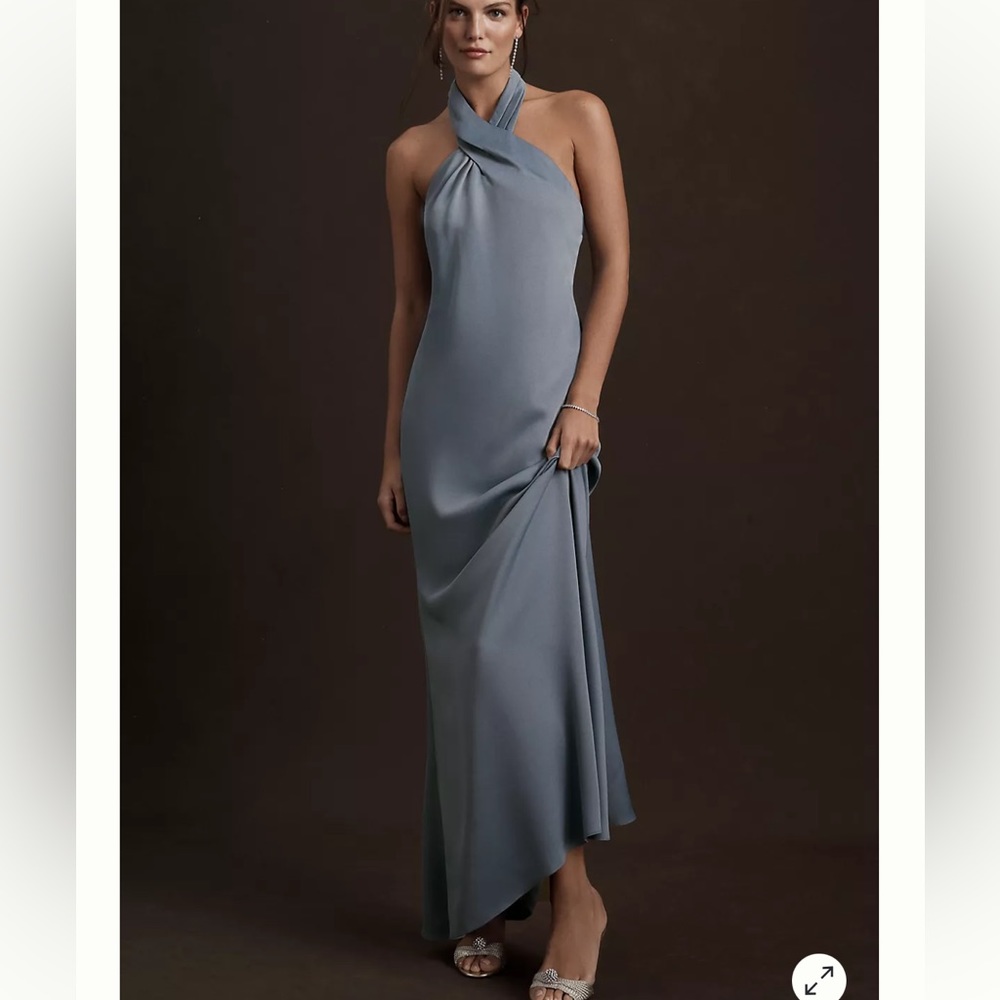 BHLDN Ruby Twist Halter Satin Gown